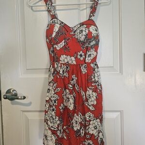 Band of the Free Red Floral Bustier Mini Dress Women's Sz XS